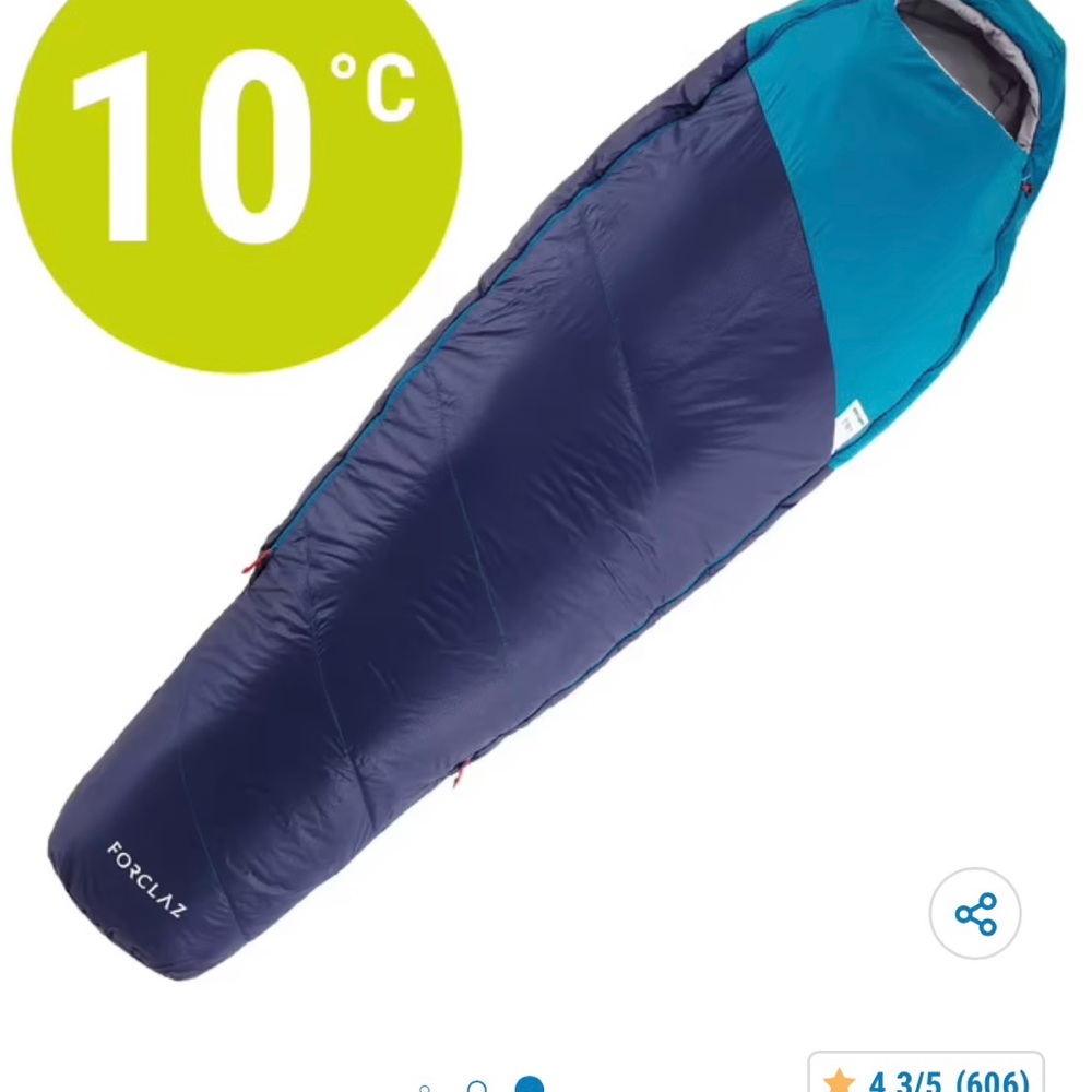 Trek500 10° Trekking Sleeping Bag - Light Blue